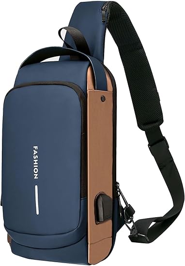 Men's Anti-Theft Chest Bag with Password Lock & USB Port, Waterproof Crossbody Sling Backpack for Travel, Work, Cycling