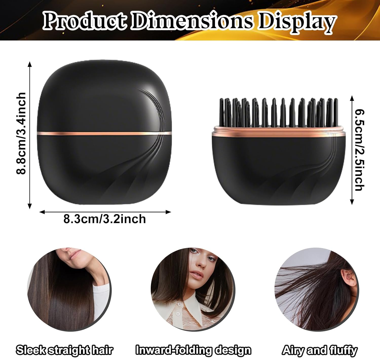 Mini Wireless Hair Straightening Brush with 3 Heat Levels – Portable Styling Anytime, Anywhere