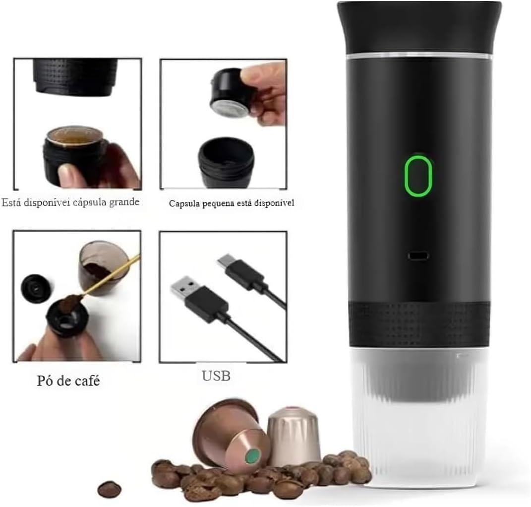 Portable Wireless Espresso Machine 3-in-1 for Travel, Car & Camping – Capsule & Ground Coffee Compatible